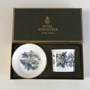 Vintage Royal Worcester Woodland Toothpick Tea bag Coaster Trinket Dish Set NIB